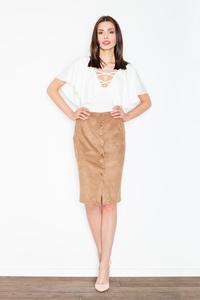Brown Snaps Closure Pencil Skirt