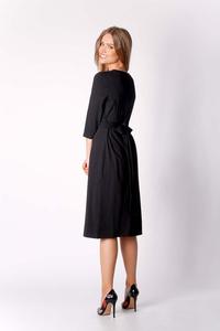 Black Knitted Dress with Drapery Elements