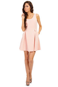 Soft Pink Sleeveless Pleated Korean Flippy Dress