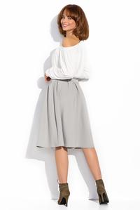 Light Grey High Rise Flared Midi Skirt