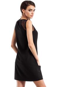 Black Sleeveless Transparent Details Mini Dress