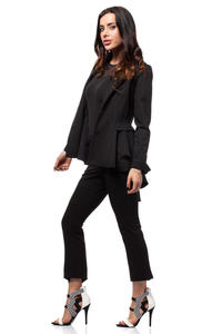 Black Seam Blazer with Cascading Back Hemline