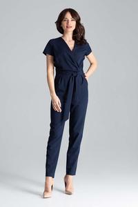 Nevy Blue Elegant Suit with Envelope Neckline