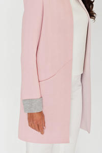 Pink Elegant Round Neck Short Coat