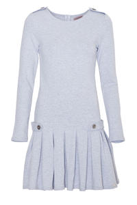 Grey Casual Long Sleeves Pleated Mini Dress