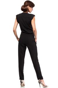Black Elegant V-Neckline Wrap Front Jumpsuit