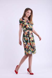 Floral Formal Flared Dress with Overlay