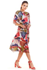 Classic Flared Dress with a Colorful Pattern