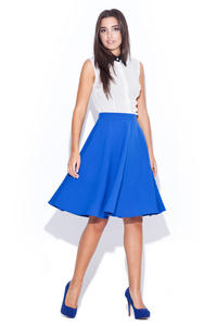 Deep Blue Swirly Panel Skirt with Side Zip Fastening