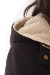 Black Winter Hooded Snaps Closure Parka Jacket