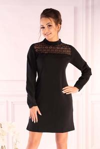 Black Formal Dress with Lace Neck