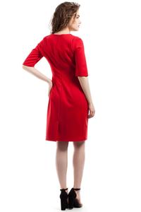 Red Soft Office Style Knee Length Dress
