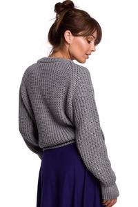 Classic Sweater with Neckline - Gray