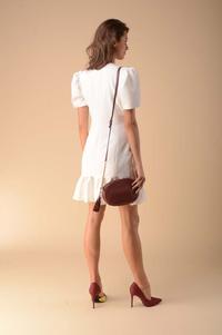 Dress with a Frill Fastened with Buttons - Ecru
