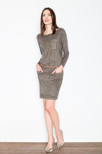 Olive Green Office Style Dress with Pockets
