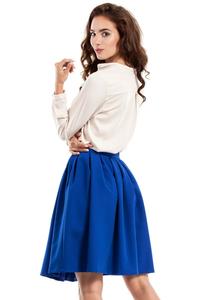 Blue Pleated Knee Length Skirt