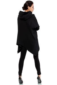 Black Oversized Asymetrical Hooded Blouse