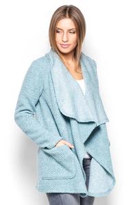 Blue Cardigan with Big Collar