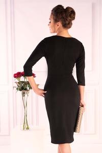 Black Knitted Fitted Dress with Buttons