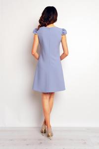 Blue Flared Dress with Butterfly Sleeves