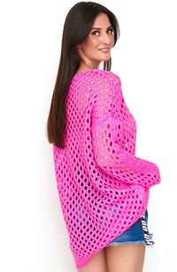 Pink Oversize Openwork Sweater