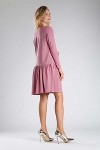 Pink Dress with a Loose Fashion. Fastened with buttons