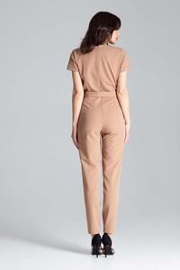 Brown Elegant Suit with Envelope Neckline