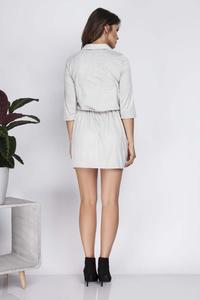 Grey Snaps Closure Shirt Dress