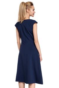 Classic Flared Navy Blue Dress With Frills