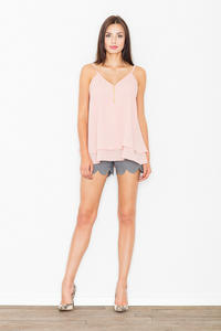 Pink Two Layers Spaghetti Straps Top