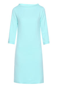 Mint High Neck Textured Shift Dress with 3/4 Sleeves