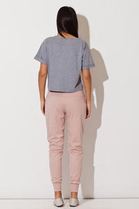 Pink Casual Pants with Golden Zip