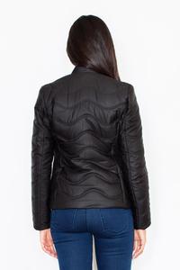 Black Short Light Padding Asymetrical Zip Jacket