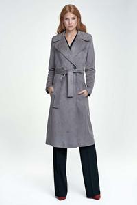 Grey Classic Elegant Belted Coat
