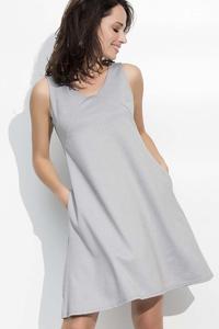 Grey Flared Sleeveless Dress
