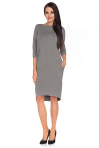 Grey Casual Dress with Cut Out Back and Self Tie Bow