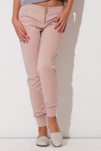 Pink Casual Pants with Golden Zip