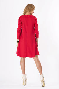 Red Plain Long Sleeves Dress