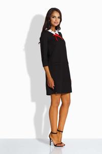 Black Mini Dress With White Collar and Red Ribbon
