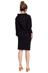 Black Casual Dress with Wide Tourtleneck