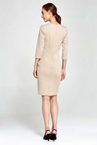 Beige Classic Office Style Dress