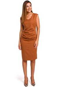 Red Fitted Sleeveless Dress with Draping Elements