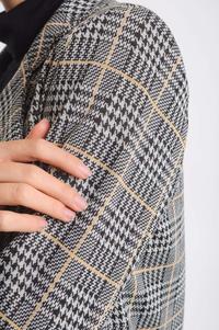 Camel Elegant Asymmetrical Checked Jacket