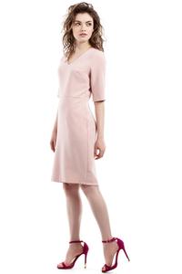 Pink Soft Office Style Knee Length Dress