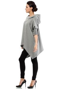 Grey Oversized Asymetrical Hooded Blouse