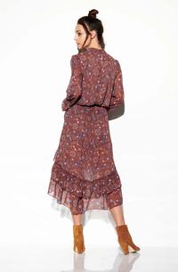 Flimsy Asymmetrical Dress With Frills in Pattern Print 9