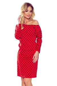 Red Dress with Black Polka Dots with a Neckline on the Back