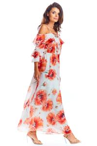 Maxi Dress Red Flowers Sleeveless