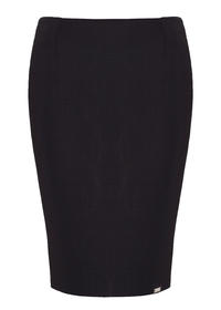 Black Flecked Pencil Skirt with Hem Emblem