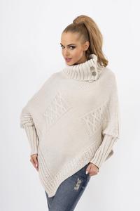 Beige Loose Asymetrical Tourtleneck Sweater